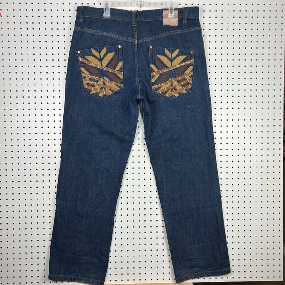 Revolution Other - Revolution Y2K Jeans 38x34 Tribal Stitched Pockets Streetwear Skate Baggy Button